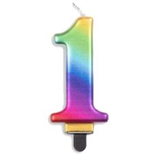 (image for) Jumbo Number 1 Candle Rainbow - Click Image to Close